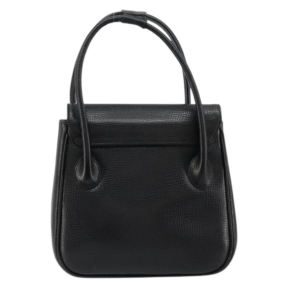 Christian Dior Hand Bag Leather Black Gold Auth 177713