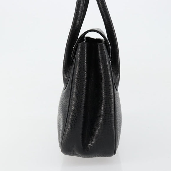Christian Dior Hand Bag Leather Black Gold Auth 177713