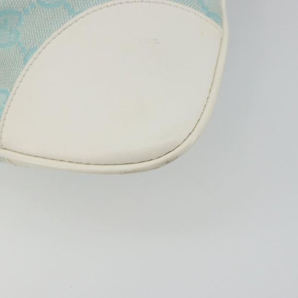 GUCCI GG Canvas Jackie Schultertasche Hellblau Gold 001 4057 Auth 177714