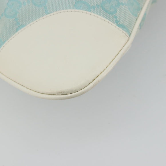 GUCCI GG Canvas Jackie Schultertasche Hellblau Gold 001 4057 Auth 177714