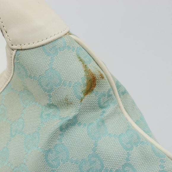 GUCCI GG Canvas Jackie Schultertasche Hellblau Gold 001 4057 Auth 177714