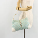 GUCCI GG Canvas Jackie Schultertasche Hellblau Gold 001 4057 Auth 177714-25