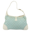 GUCCI GG Canvas Jackie Schultertasche Hellblau Gold 001 4057 Auth 177714-2