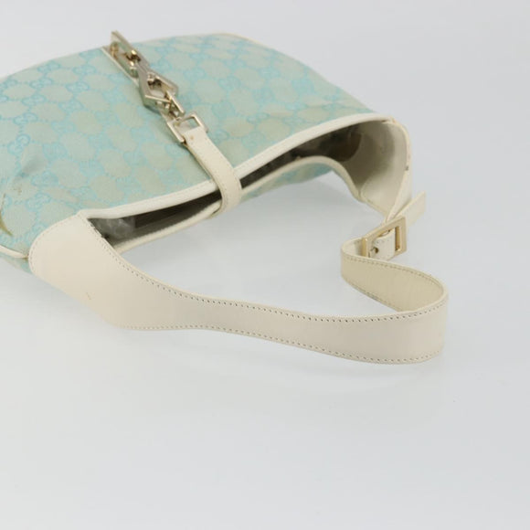 GUCCI GG Canvas Jackie Schultertasche Hellblau Gold 001 4057 Auth 177714