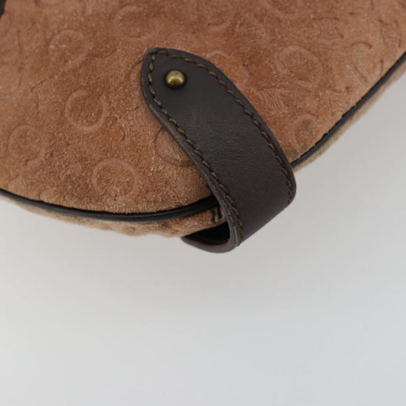 CELINE C Macadam Canvas Chain Shoulder Bag Suede Brown Gold Auth 177715A