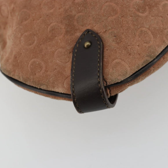 CELINE C Macadam Canvas Chain Shoulder Bag Suede Brown Gold Auth 177715A