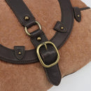 CELINE C Macadam Canvas Chain Shoulder Bag Suede Brown Gold Auth 177715A-17