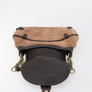 CELINE C Macadam Canvas Chain Shoulder Bag Suede Brown Gold Auth 177715A-10