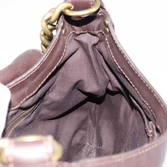 CELINE C Macadam Canvas Chain Shoulder Bag Suede Brown Gold Auth 177715A