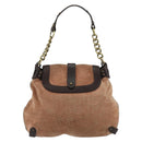 CELINE C Macadam Canvas Chain Shoulder Bag Suede Brown Gold Auth 177715A-2