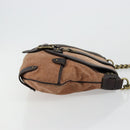 CELINE C Macadam Canvas Chain Shoulder Bag Suede Brown Gold Auth 177715A-3