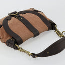 CELINE C Macadam Canvas Chain Shoulder Bag Suede Brown Gold Auth 177715A-6