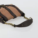 CELINE C Macadam Canvas Chain Shoulder Bag Suede Brown Gold Auth 177715A-7