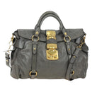 Miu Miu Hand Bag Leather 2way Gray Gold Auth 177717SAM-1