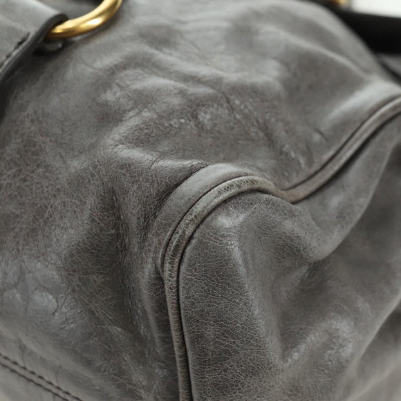 Miu Miu Hand Bag Leather 2way Gray Gold Auth 177717SAM