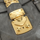 Miu Miu Hand Bag Leather 2way Gray Gold Auth 177717SAM-20
