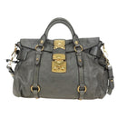 Miu Miu Hand Bag Leather 2way Gray Gold Auth 177717SAM-13