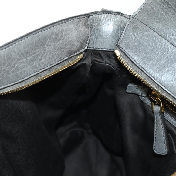 Miu Miu Hand Bag Leather 2way Gray Gold Auth 177717SAM
