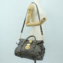 Miu Miu Hand Bag Leather 2way Gray Gold Auth 177717SAM-28