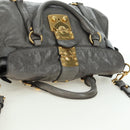 Miu Miu Hand Bag Leather 2way Gray Gold Auth 177717SAM-6