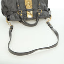Miu Miu Hand Bag Leather 2way Gray Gold Auth 177717SAM-9
