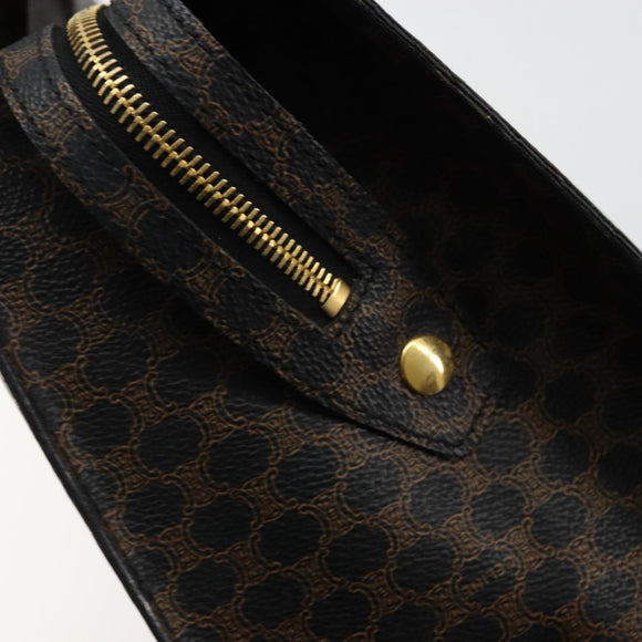 CELINE Macadam Canvas Hand Bag PVC Leather Black Gold Auth 177722