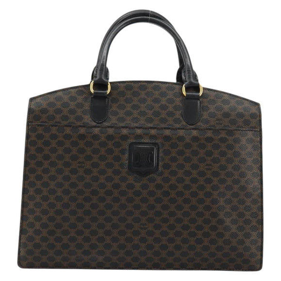 CELINE Macadam Canvas Hand Bag PVC Leather Black Gold Auth 177722