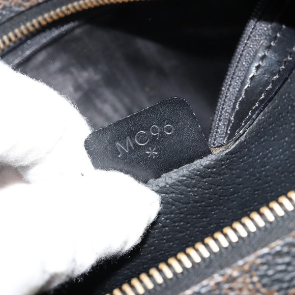 CELINE Macadam Canvas Hand Bag PVC Leather Black Gold Auth 177722