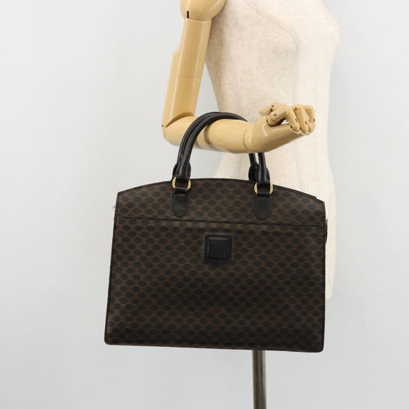 CELINE Macadam Canvas Hand Bag PVC Leather Black Gold Auth 177722