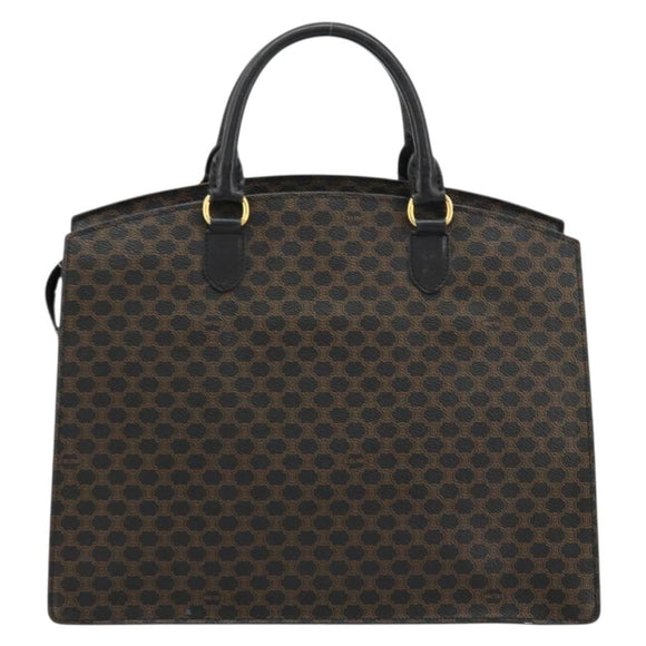 CELINE Macadam Canvas Hand Bag PVC Leather Black Gold Auth 177722