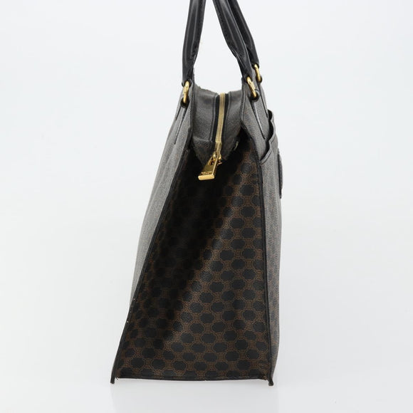 CELINE Macadam Canvas Hand Bag PVC Leather Black Gold Auth 177722
