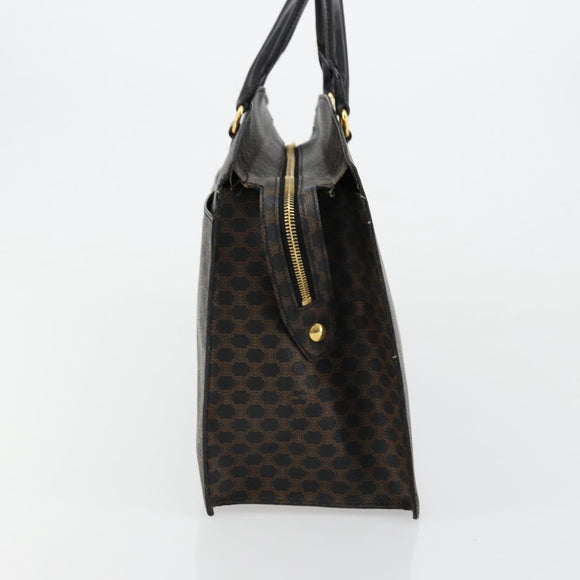 CELINE Macadam Canvas Hand Bag PVC Leather Black Gold Auth 177722