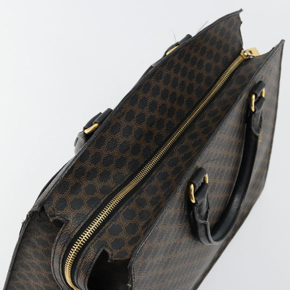 CELINE Macadam Canvas Hand Bag PVC Leather Black Gold Auth 177722