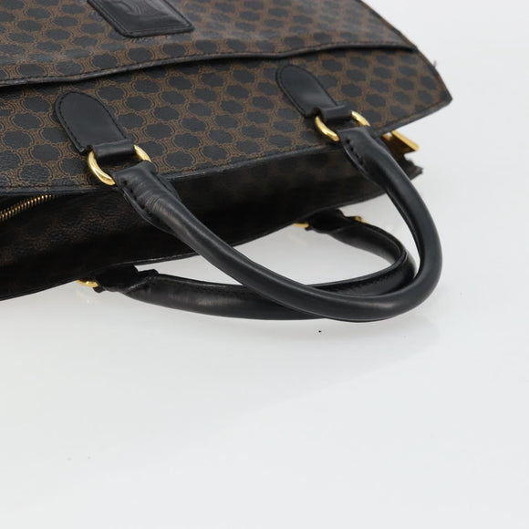 CELINE Macadam Canvas Hand Bag PVC Leather Black Gold Auth 177722