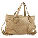 GUCCI GG Canvas Guccissima Tote Bag Leather Beige Gold 211955 Auth 177726-1