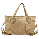 GUCCI GG Canvas Guccissima Tote Bag Leather Beige Gold 211955 Auth 177726-13