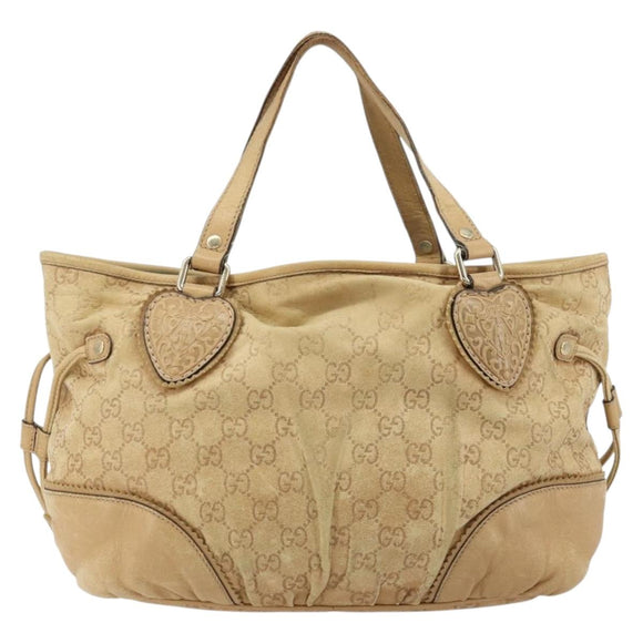 GUCCI GG Canvas Guccissima Tote Bag Leather Beige Gold 211955 Auth 177726
