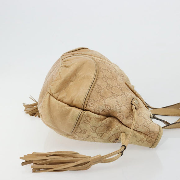GUCCI GG Canvas Guccissima Tote Bag Leather Beige Gold 211955 Auth 177726
