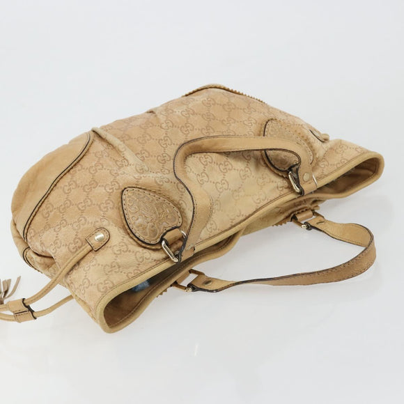 GUCCI GG Canvas Guccissima Tote Bag Leather Beige Gold 211955 Auth 177726