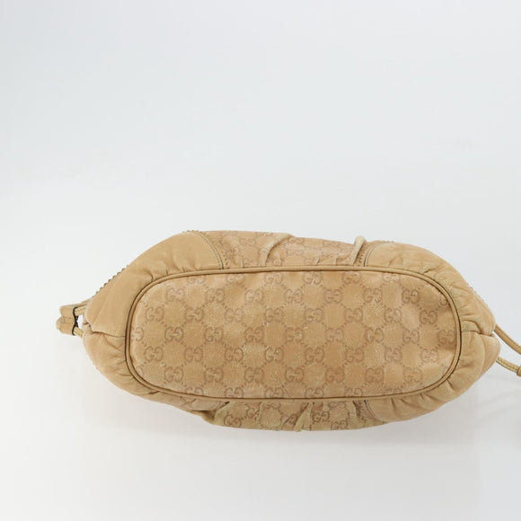 GUCCI GG Canvas Guccissima Tote Bag Leather Beige Gold 211955 Auth 177726