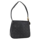 Christian Dior Canage Shoulder Bag Lamb Skin Black Gold Auth 177727-1