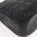 Christian Dior Canage Shoulder Bag Lamb Skin Black Gold Auth 177727-12