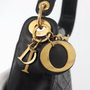 Christian Dior Canage Shoulder Bag Lamb Skin Black Gold Auth 177727-14