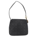 Christian Dior Canage Shoulder Bag Lamb Skin Black Gold Auth 177727-2