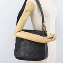 Christian Dior Canage Shoulder Bag Lamb Skin Black Gold Auth 177727-22