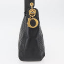 Christian Dior Canage Shoulder Bag Lamb Skin Black Gold Auth 177727-4