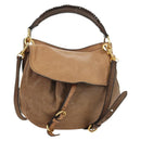 Miu Miu Shoulder Bag Leather Brown Gold Auth 177730A-1