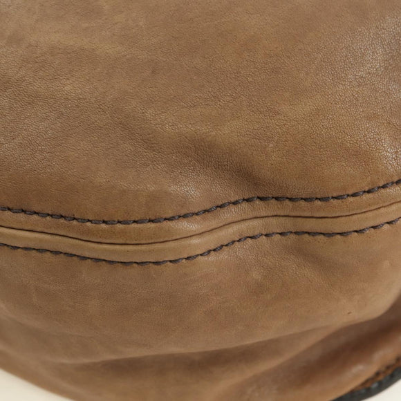 Miu Miu Shoulder Bag Leather Brown Gold Auth 177730A