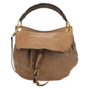 Miu Miu Shoulder Bag Leather Brown Gold Auth 177730A-13