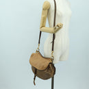 Miu Miu Shoulder Bag Leather Brown Gold Auth 177730A-27